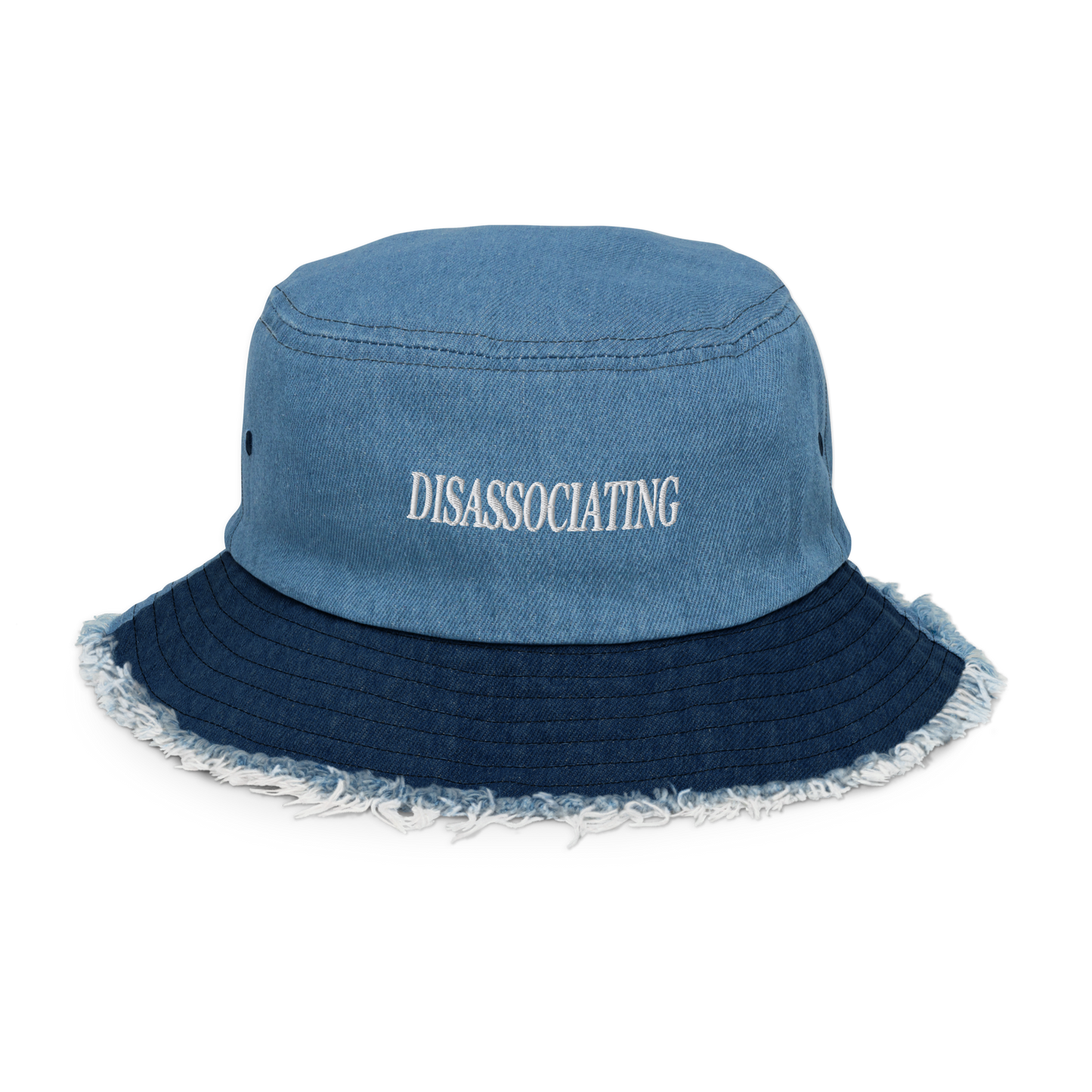 'Disassociating' Distressed Denim Bucket Hat