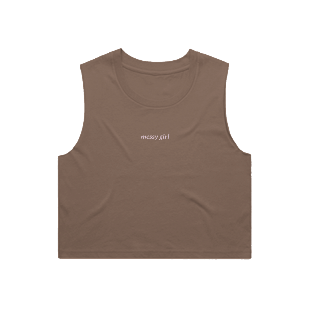 'messy girl' Ribbed Crop Tank