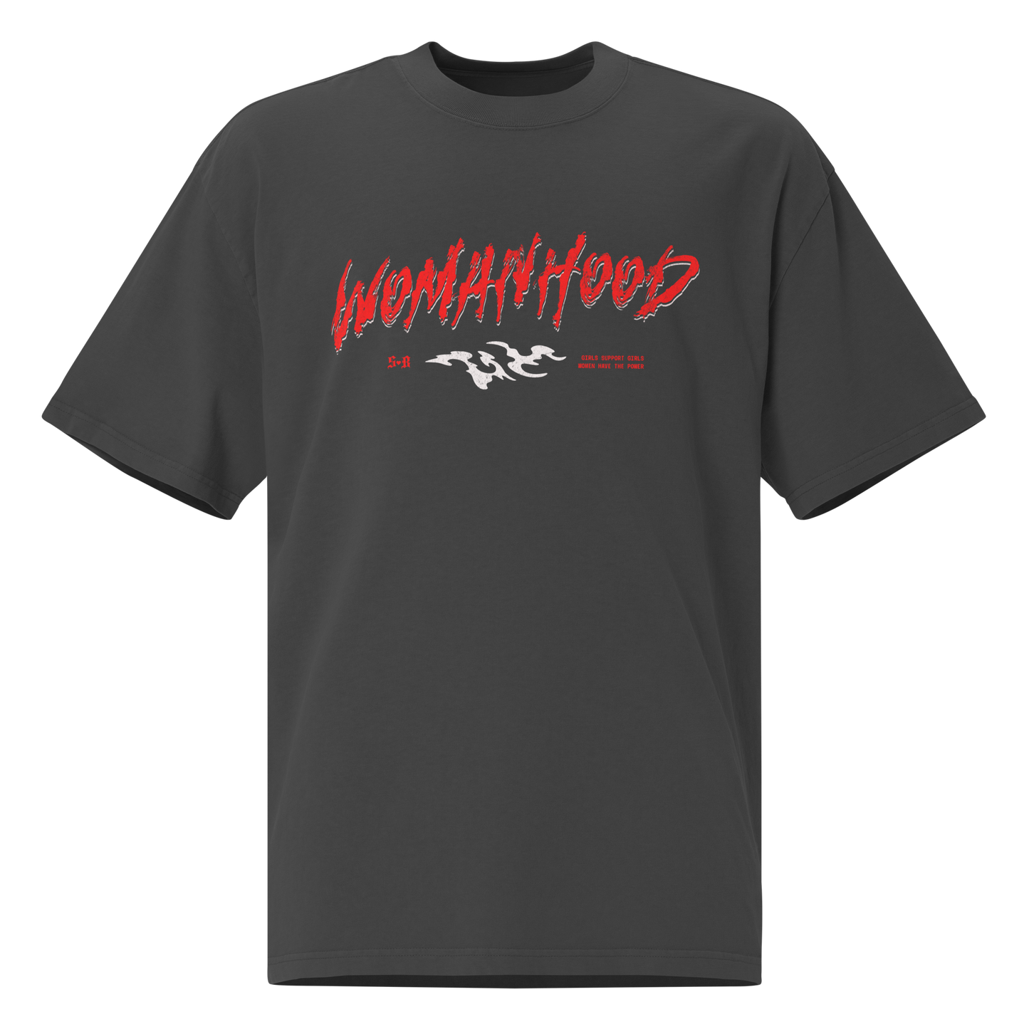 'Womanhood' Oversized Faded Black Tee