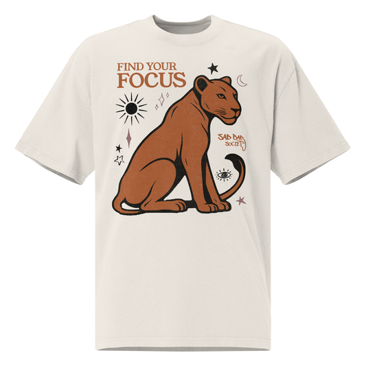 'Find Your Focus' Oversized Faded Bone Tee