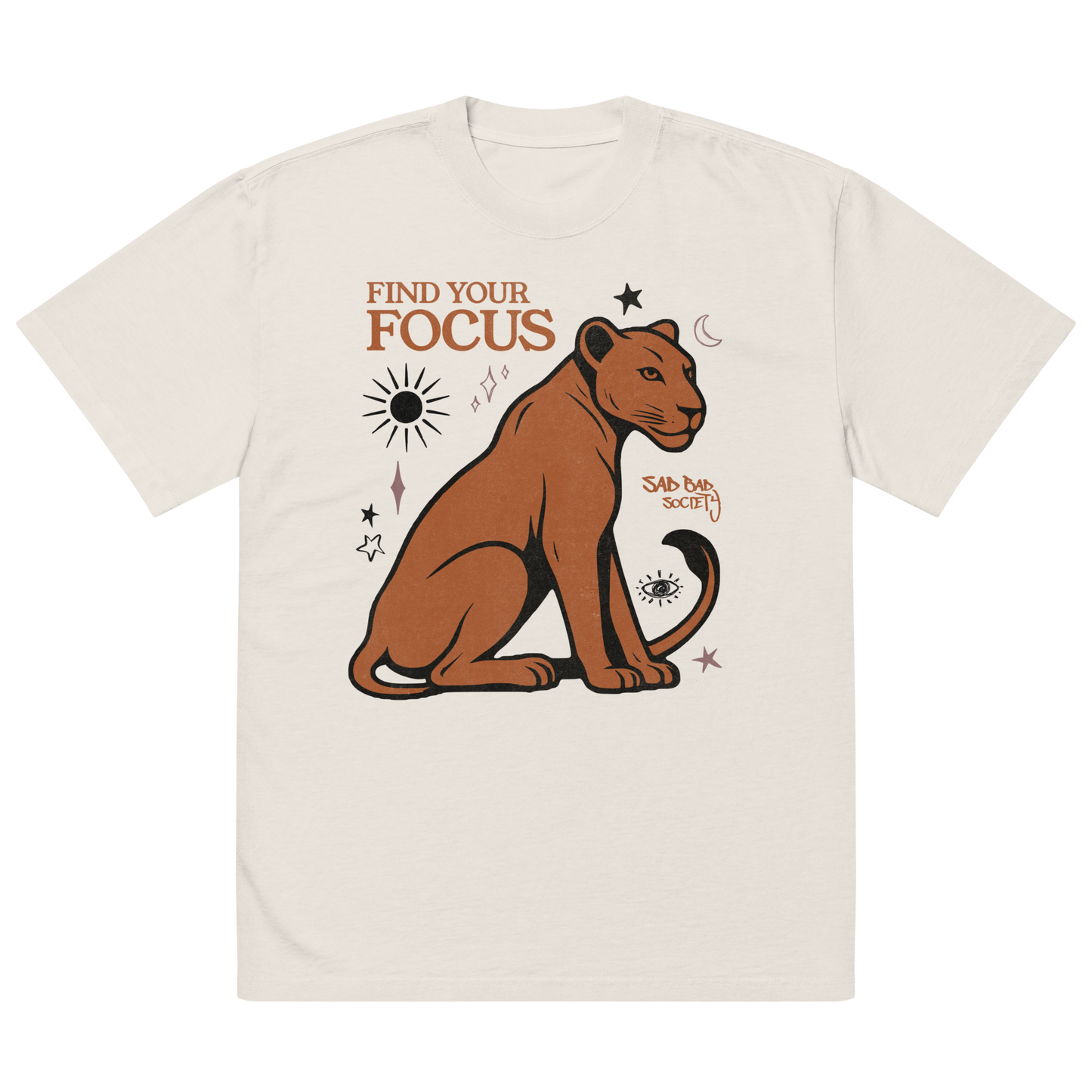 'Find Your Focus' Oversized Faded Bone Tee