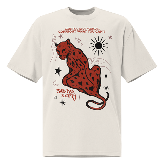 'Control/Confront' Oversized Faded Bone Tee