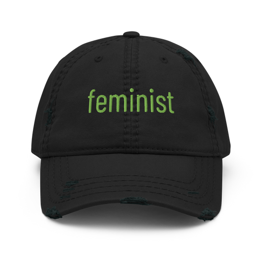 'Feminist' Black Denim Dad Hat