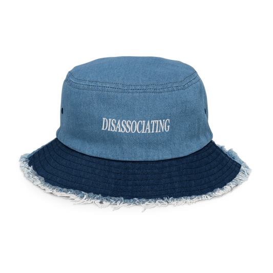 'Disassociating' Distressed Denim Bucket Hat