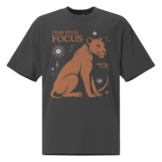 'Find Your Focus' Oversized Faded Black Tee