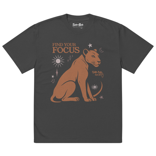 'Find Your Focus' Oversized Faded Black Tee