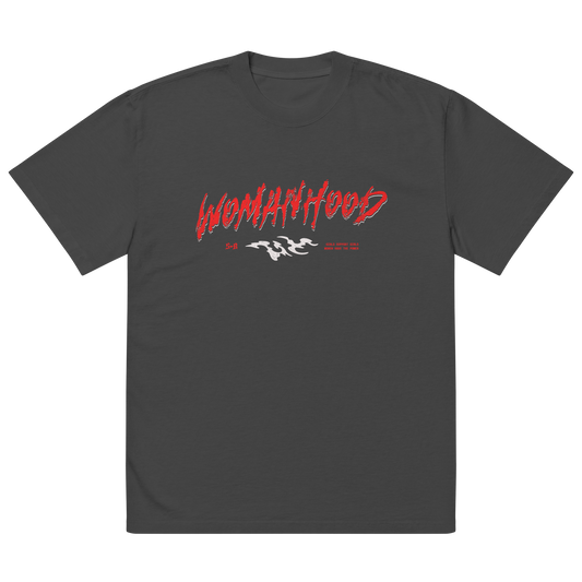 'Womanhood' Oversized Faded Black Tee