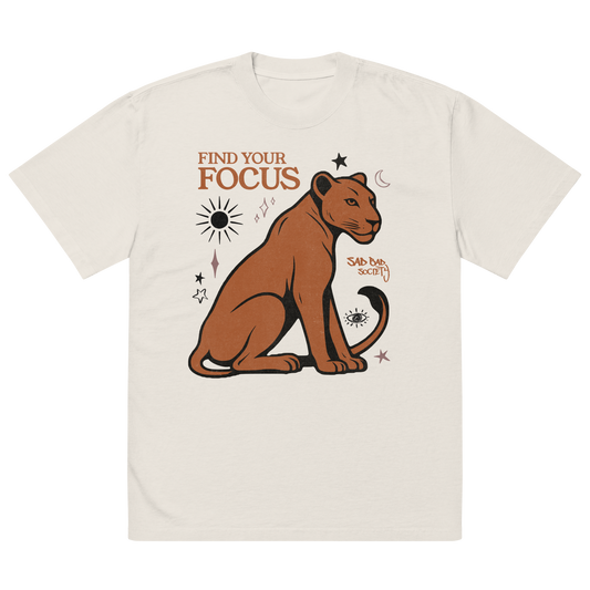 'Find Your Focus' Oversized Faded Bone Tee